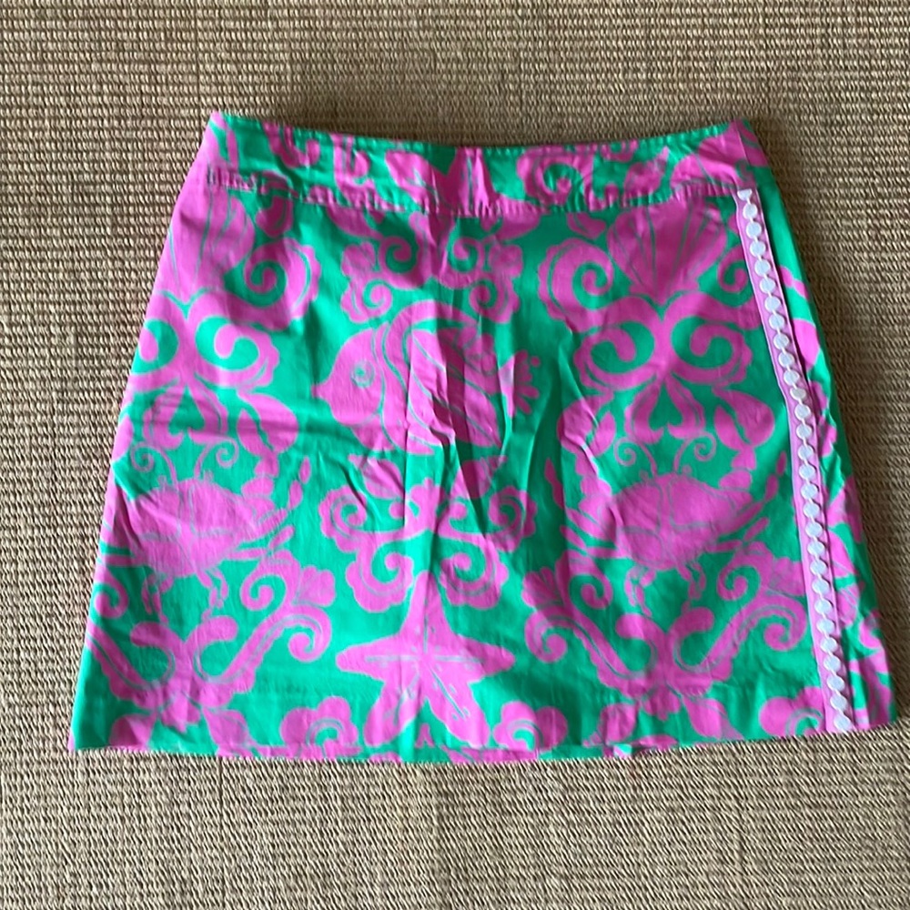 Lilly Pulitzer Green and Pink Printed Skort